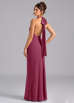 Azazie Velli Bridesmaid Dresses Mulberry Mermaid Bow Chiffon Dress image7