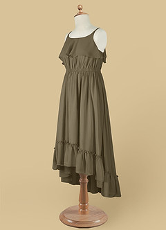 Azazie Karmen Flower Girl Dresses Willow Green A-Line Ruched Chiffon Dress image11