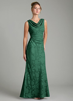 Azazie Kieryn Bridesmaid Dresses Dark Green Mermaid Pleated Floral Burnout Dress image10