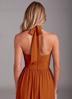 Azazie Avary Bridesmaid Dresses Paprika A-Line Pleated Chiffon Dress image7