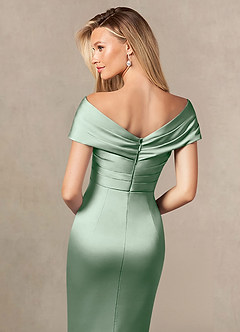 Azazie Ludlow Mother of the Bride Dresses Agave Mermaid Pleated Stretch Satin Dress image5