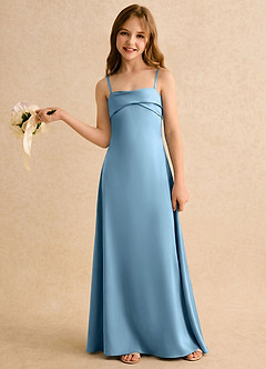 Azazie Mirabella Girls Formal Flower Girl Klänningar Klänning Tubklänning i Stretch Satin Hjärtformad urringning image3