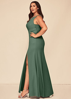 Azazie Rogue Bridesmaid Dresses Eucalyptus Mermaid Scoop Side Slit Stretch Crepe Dress image9