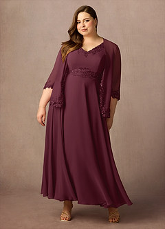 Azazie Devana Mother of the Bride Dresses Cabernet A-Line Sequins Chiffon Dress image6