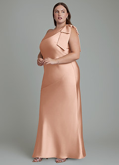 Azazie Yuanna Robes de demoiselle d'honneur Robe Sirène en Satin extensible Asymétrique Or Rose image13