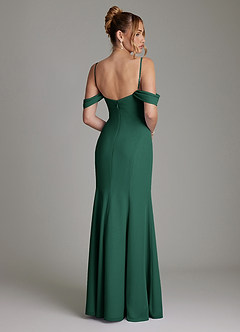 Azazie Karmela Bridesmaid Dresses Emerald A-Line Off the Shoulder Chiffon Dress image2