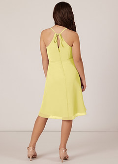 Azazie Doll Junior Lemon Sorbet A-Line Bow Chiffon Dress image2