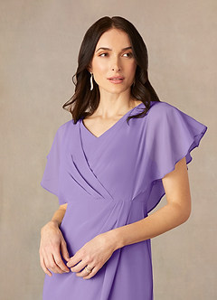 Azazie Julia Abiti per la Madre della Sposa Abito Tubino in Chiffon con Scollo a V a Pieghe Tahiti image3