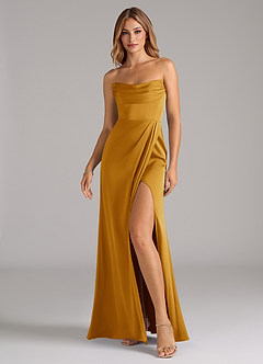 Azazie Johana Vestidos de damas de honor Vestido de Caramelo de Satén Elástico de Corte Sirena Convertible con Vestidos sin tirantes image6