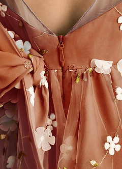 Azazie Elowen Robe Demoiselle D'honneur Fillette Robe Trapèze en Dentelle Encolure en Forme de Cœur Paprika image7