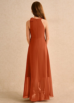 Azazie Boop Girls Formal Flower Girl Dresses Burnt Orange A-Line Bow Chiffon Dress image2