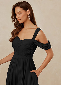 Christian Siriano Bridal for Azazie 1013 Bridesmaid Dresses Black A-Line Off the Shoulder Chiffon Dress image6