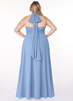 Azazie Fifi Vestidos de damas de honor Vestido de Azul Acero de Gasa de Corte En A Convertible con Sin tirantes image13