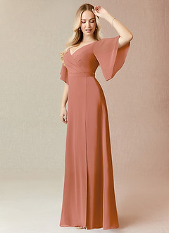 Azazie Cierra Final Sale MAI TAI A-Line V-Neck Chiffon Dress image4