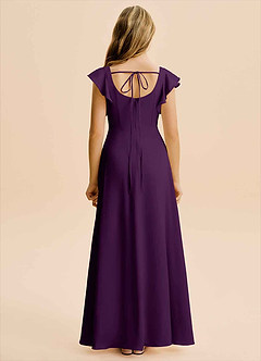 Azazie Bondi Junior Abito A-Line in Raso Elasticizzato Spacco Laterale Uva image2