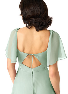 Azazie Chloe Bridesmaid Dresses Agave A-Line Sweetheart Neckline Chiffon Dress image3