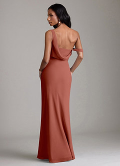 Azazie Madelyn Bridesmaid Dresses Auburn Mermaid One Shoulder Chiffon Convertible Dress image2