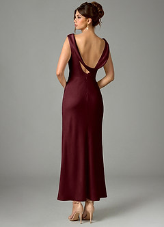 Azazie Kieryn Robes de demoiselle d'honneur Robe Sirène en Satin extensible Plissée Cabernet image5