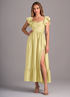 Azazie Anaya Brautjungfernkleider Wandelbar A-Linie Herzausschnitt Stretch-Satin Kleid Zitronensorbet image5