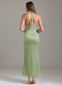 Azazie Valerie 신부 들러리 드레스 인어 주름진 스트레치 새틴 발목 길이 드레스 image2