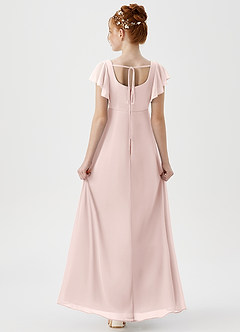 Azazie Bondi Junior Blushing Pink A-Line Side Slit Mesh Dress image2