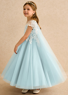 Azazie Dandelion Flower Girl Dresses Mist Ball-Gown Lace Dress image6