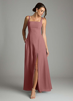 Azazie Debra Bridesmaid Dresses Desert Rose A-Line with Pockets Chiffon Convertible Dress image4