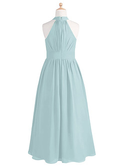 Azazie Iman Junior A-Linie Plissee Chiffon Kleid Nebel image6