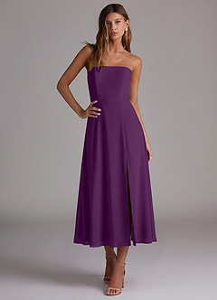 Azazie Wren Bridesmaid Dresses Grape A-Line Strapless Chiffon Dress image4