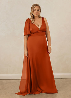 Christian Siriano Bridal for Azazie 1011 Bridesmaid Dresses Burnt Orange Mermaid Bow Stretch Satin Dress image11