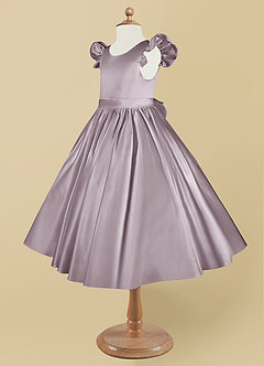 Azazie Violeta Flower Girl Dresses Dusk Ball-Gown Bow Matte Satin Dress image9