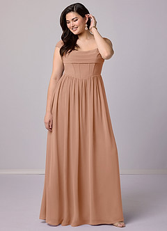 Barbie ♥ Azazie Bridesmaid Dresses Champagne Rose A-Line Corset Chiffon Dress image9