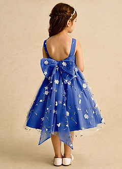 Azazie Bean vestidos de niña de las flores Vestido de Azul Real de Tul de Princesa con Sin mangas image2
