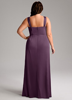 Azazie Denice Robes de demoiselle d'honneur Robe Fourreau en Satin extensible Plissée Prune image11