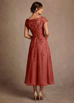 Azazie Jolanda Mother of the Bride Dresses Terracotta A-Line Lace Dress image2