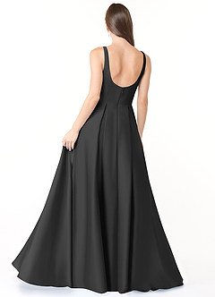 Azazie Neve Brautjungfernkleider Ballkleid mit Taschen Stretch-Satin Kleid Schwarz image2