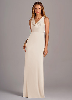 Azazie Wrenlee Bridesmaid Dresses White Alabaster A-Line Stretch Satin Dress image1