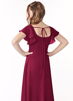 Azazie Bondi Junior Robe Trapèze en Mousseline de soie Nœud Bourgogne image3
