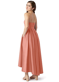 Azazie Jemima Junior Coral A-Line with Pockets Stretch Satin Dress image5