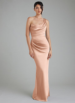 Azazie Sabrina Robes de demoiselle d'honneur Robe Sirène en Satin extensible Corset Or Rose image6
