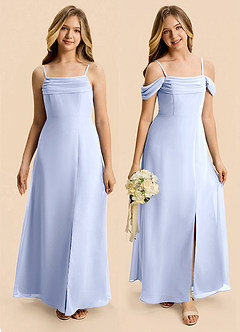 Azazie Lilly Junior Ice A-Line Pleated Chiffon Dress image1