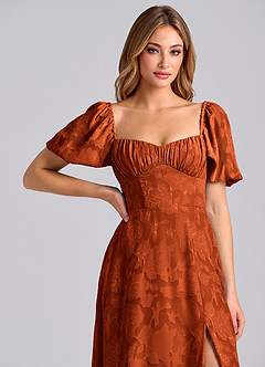 Azazie Mirian Bridesmaid Dresses Paprika A-Line Sweetheart Neckline Floral Burnout Dress image7