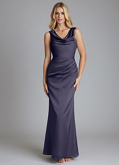 Azazie Tallie Bridesmaid Dresses Stormy Mermaid Pleated Stretch Satin Dress image9