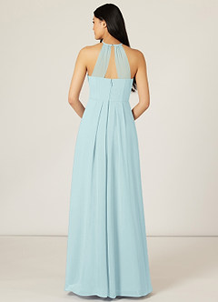 Azazie Sarah Bridesmaid Dresses Sea Glass Empire Pleated Chiffon Dress image2