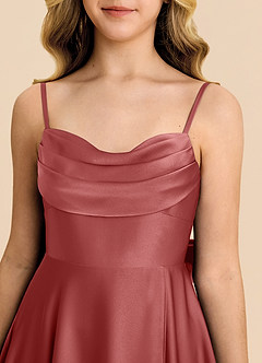Azazie Bear Junior Antique Rose A-Line Sweetheart Neckline Stretch Satin Dress image7