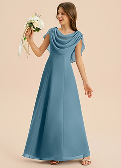 Azazie Lambie Junior Abito A-Line in Chiffon Plissettato Bermuda image2