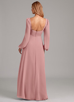 Azazie Simone Final Sale Dusty Rose A-Line Long Sleeve Chiffon Dress image2