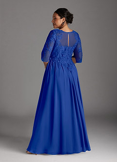 Azazie Mirielle Mother of the Bride Dresses Royal Blue A-Line Scoop Lace Chiffon Dress image8