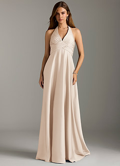 Azazie Tessie Bridesmaid Dresses White Alabaster A-Line Pleated Stretch Satin Dress image3