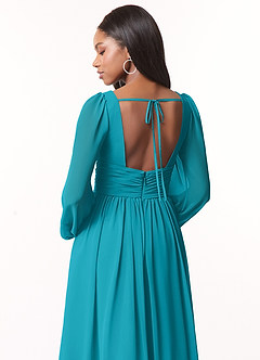 Azazie Norah Bridesmaid Dresses Jade V-Neck Long Sleeve Dress image3